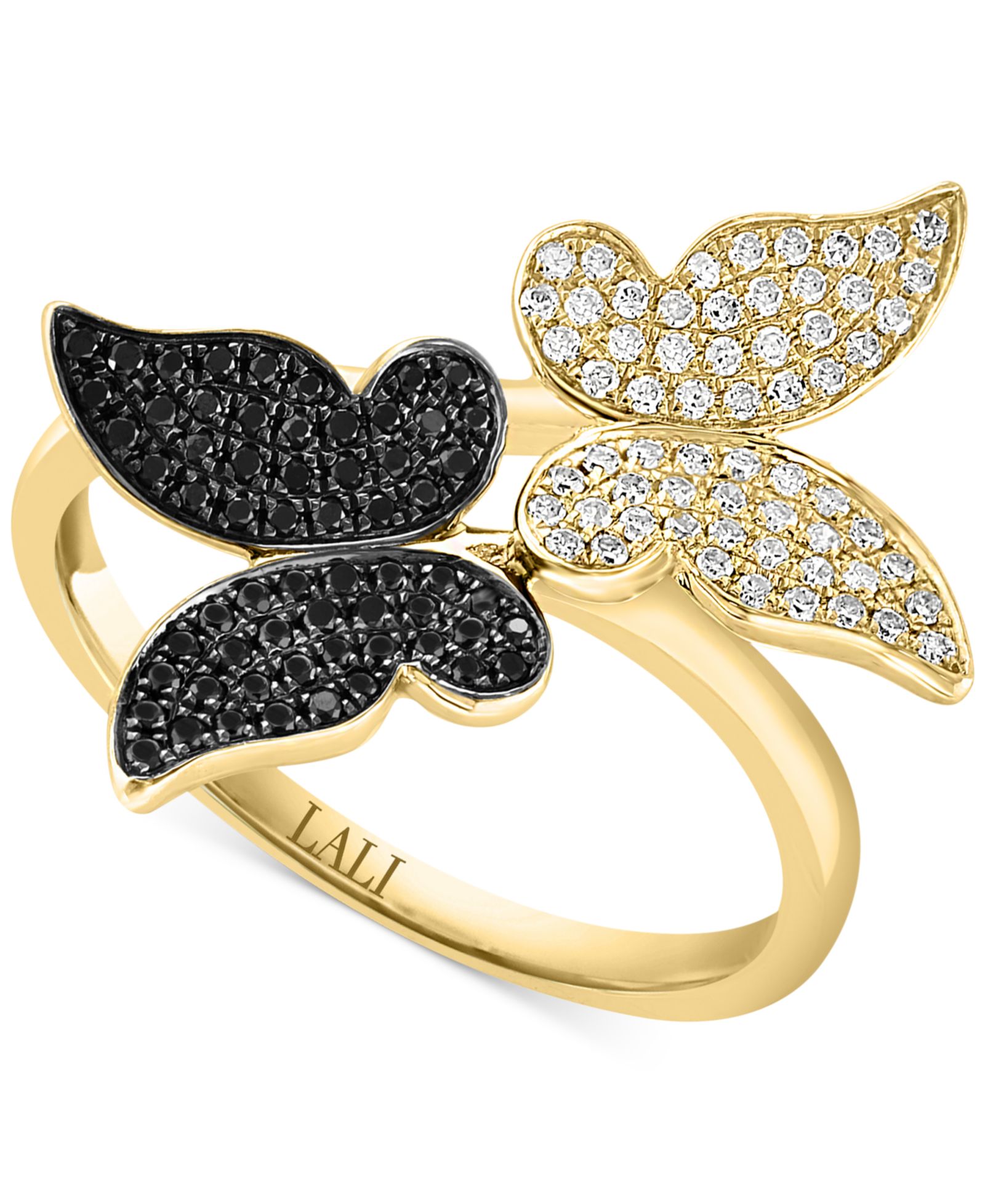 Кольцо Black & White Diamond Butterfly (1/3 карата суммарно) из золота 14k
