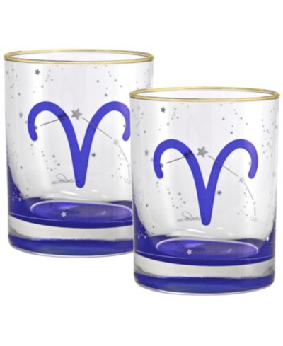 Culver Aries Zodiac Double Old-Fashioned Glass, Set of 2