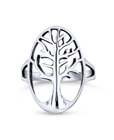 Кольцо Bling Jewelry Large Open Oval Family Wishing Tree of Life из серебра 925 пробы