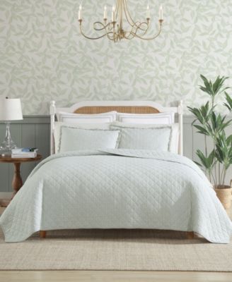 Laura Ashley Oxford Stripe Reversible 3-Pc. Quilt Set, Full/Queen