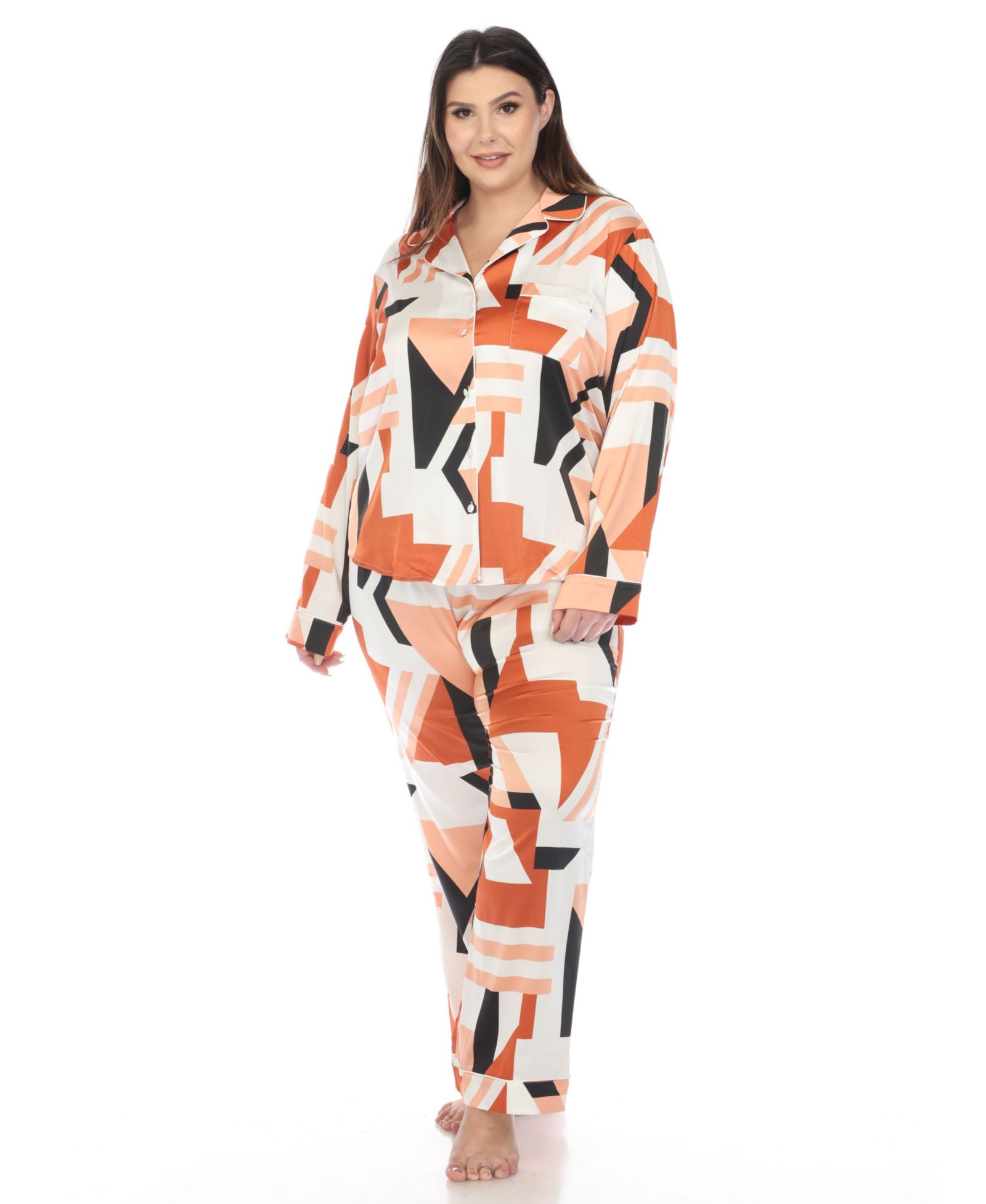 Пижамный комплект White Mark Plus Size Printed Satin