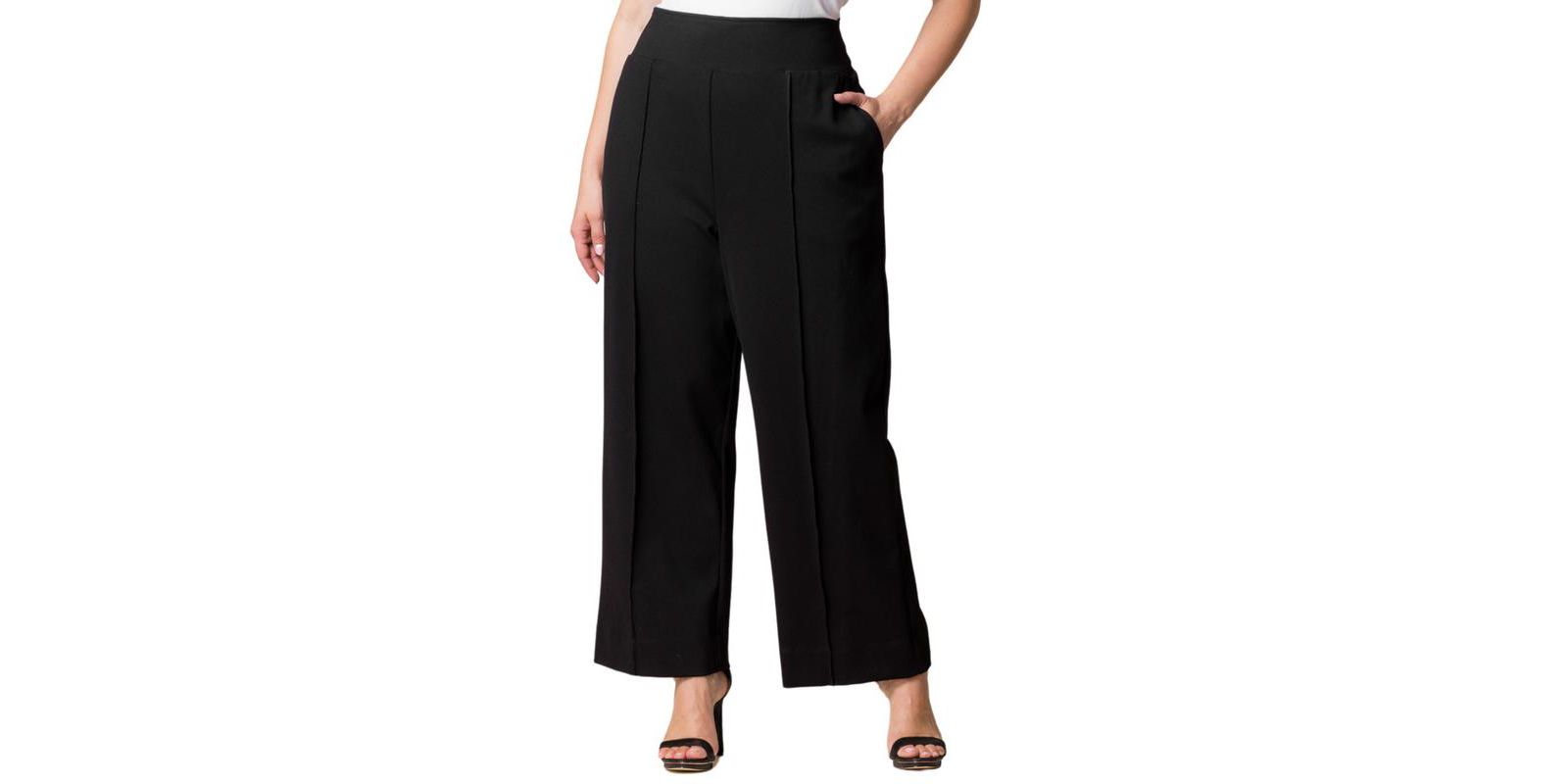 Kiyonna Plus Size Polished Ponte Wide Leg Pants