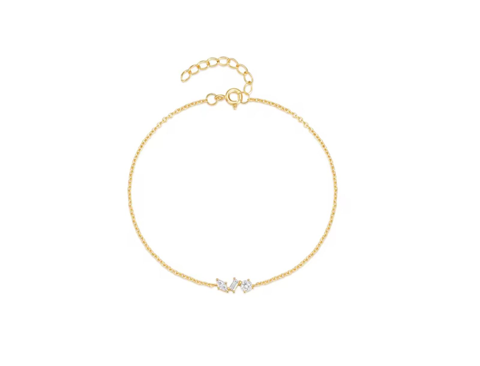 Dloria браслет Hollywood Sensation 18K Gold Plated Sterling Silver Chain Link с камнями Cubic Zirconia