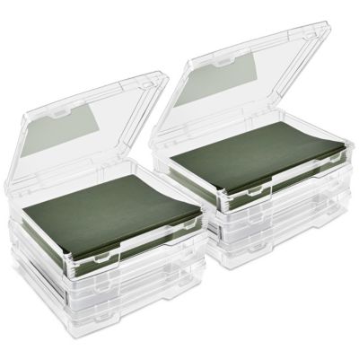 Sorbus Set of 6 Wide Hanging File Organizer Bin Clear Plastic Stackable for Document Storage