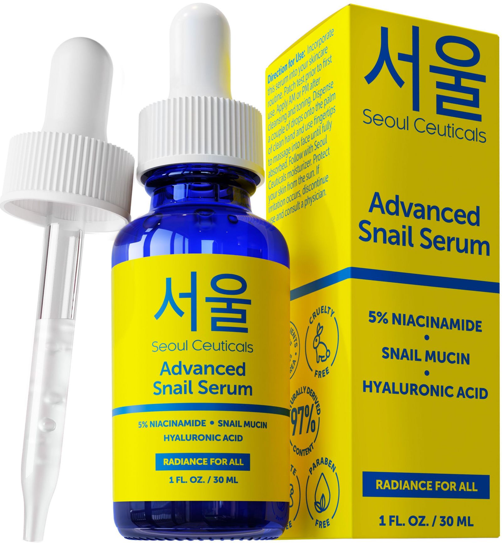 Korean Skin Care Advanced Snail Mucin Serum Niacinamide Serum K Beauty Skincare