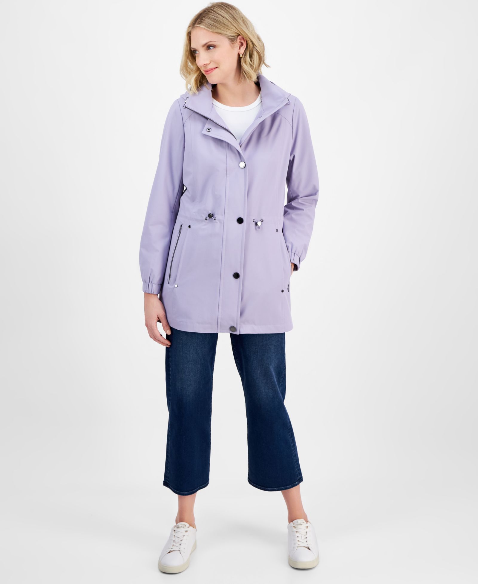 London Fog Women's Water-Resistant Hooded Anorak Coat
