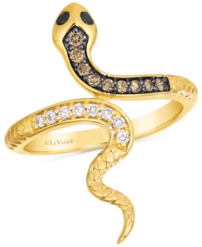 Кольцо Le Vian® Snake из золота 14k с бриллиантами Chocolate, Nude и Blackberry (1/4 ct. t.w.)