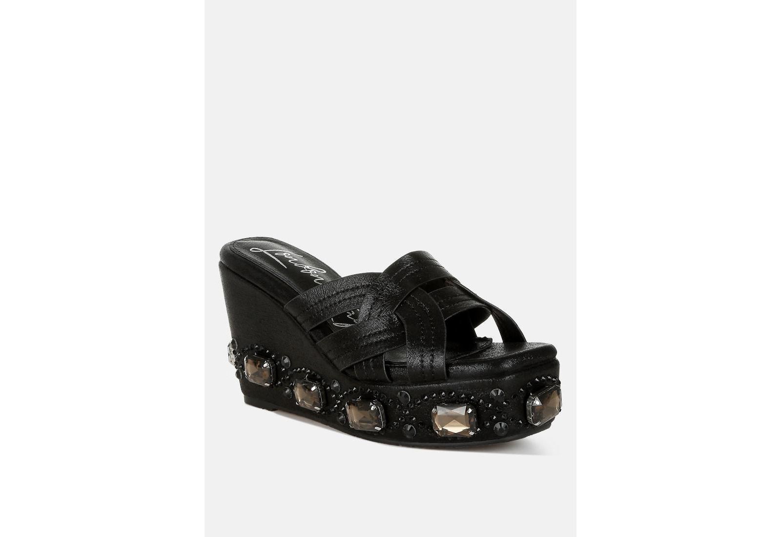 London Rag Women's Blistronic Chunky Diamante and Rhinestone Cut-Out Sandals