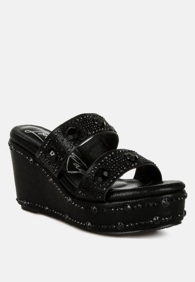 Женские босоножки на танкетке London Rag Womens Iki Diki с кристаллами и стразами