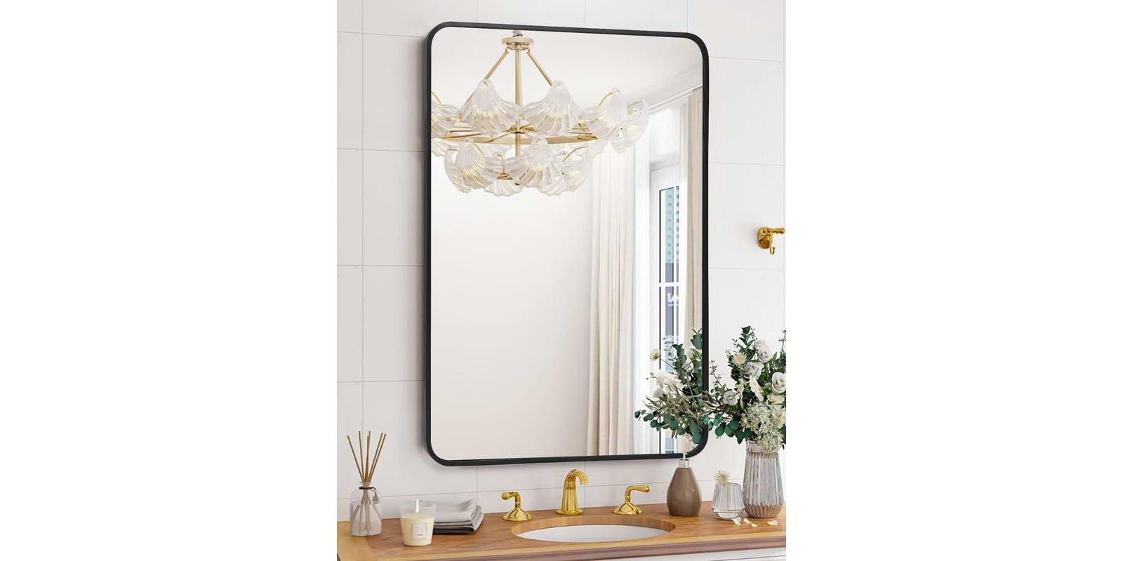 gaomon Bathroom Mirror, Aesthetically Pleasing and Versatile 48 x 30 Inch Vanity Mirror for Over Sink, Available in Varied Sizes, Hangs Horizontally or Vertically, Easy to Install