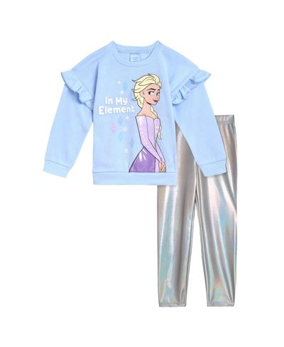 Frozen Toddler Girls Queen Elsa Fleece Sweatshirt and Iridescent Leggings Set
