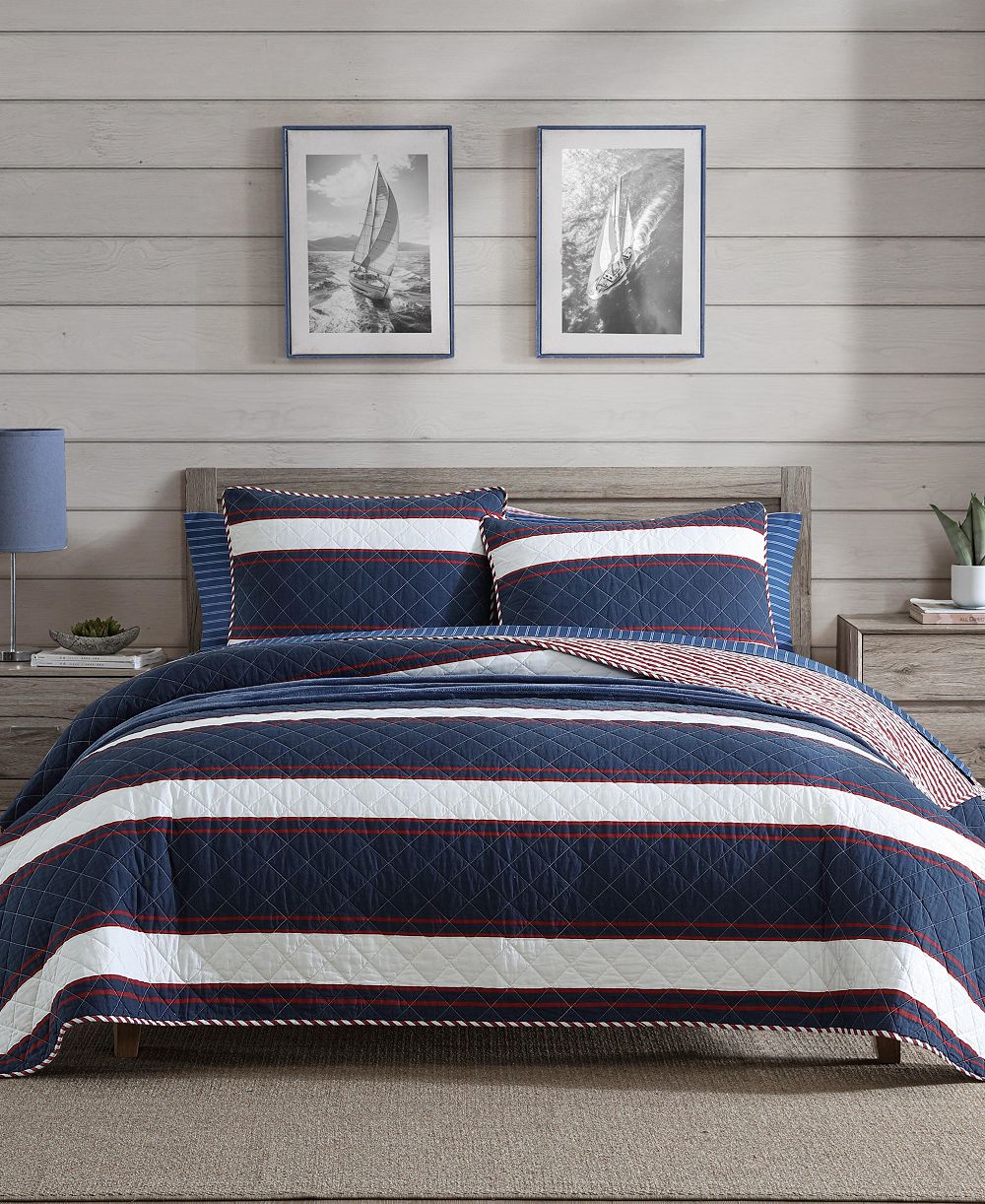 Nautica Wesley Reversible 3 Piece Quilt Set, Full/Queen