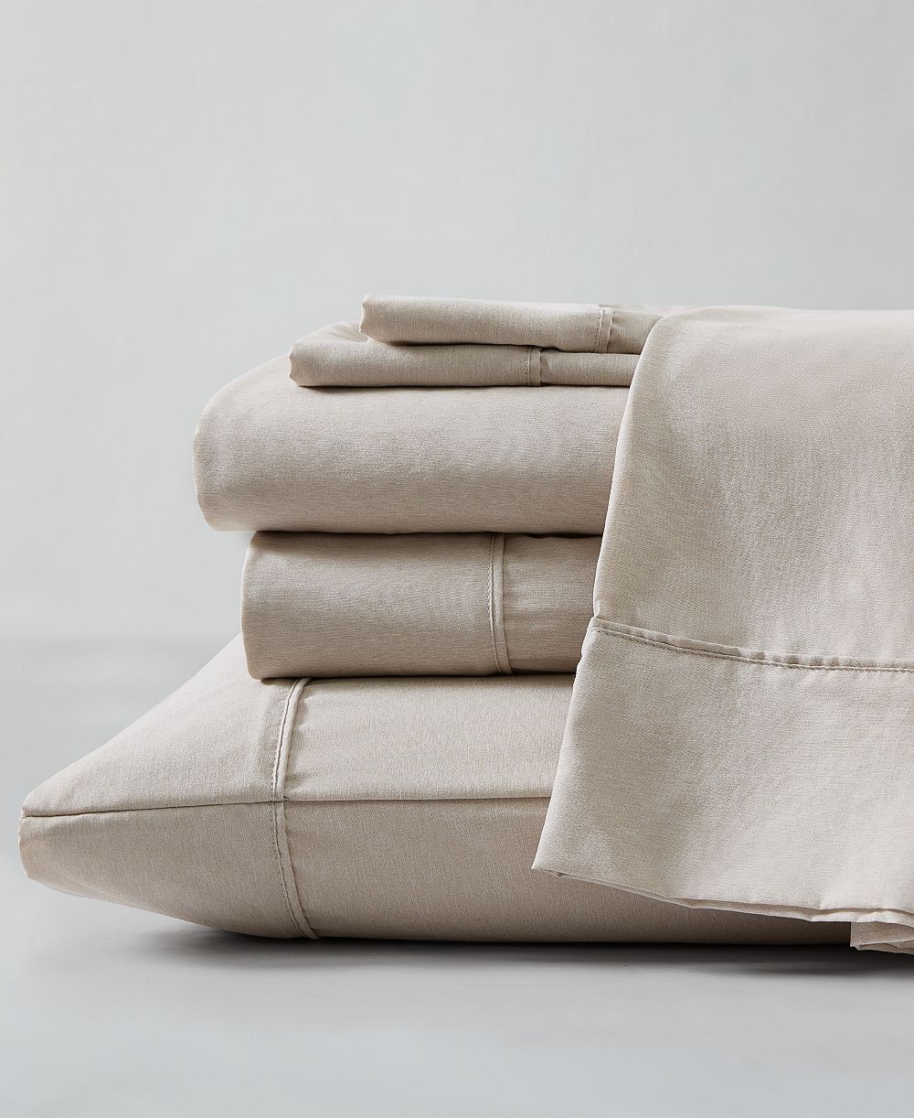 Kenneth Cole New York Solid Cationic Brushed Microfiber 4 Piece Sheet Set, Queen