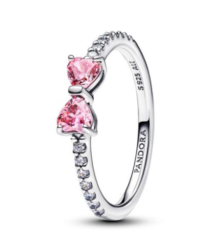Pandora кольцо с розовым блестящим бантом из стерлингового серебра