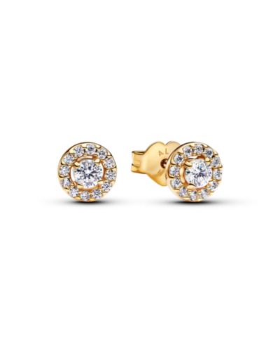 Серьги-гвоздики Pandora Gold-Plated Round Pavé Halo