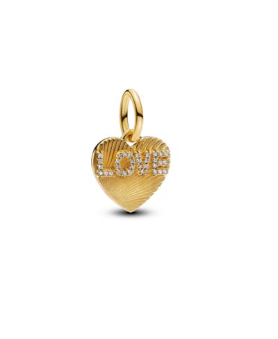 Pandora Gold-Plated Engravable Love Heart Dangle Charms