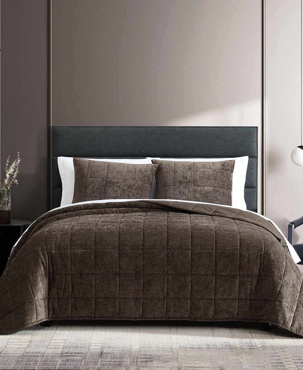 Vera Wang Chenille Box Solid 3-Pc. Quilt Set, King