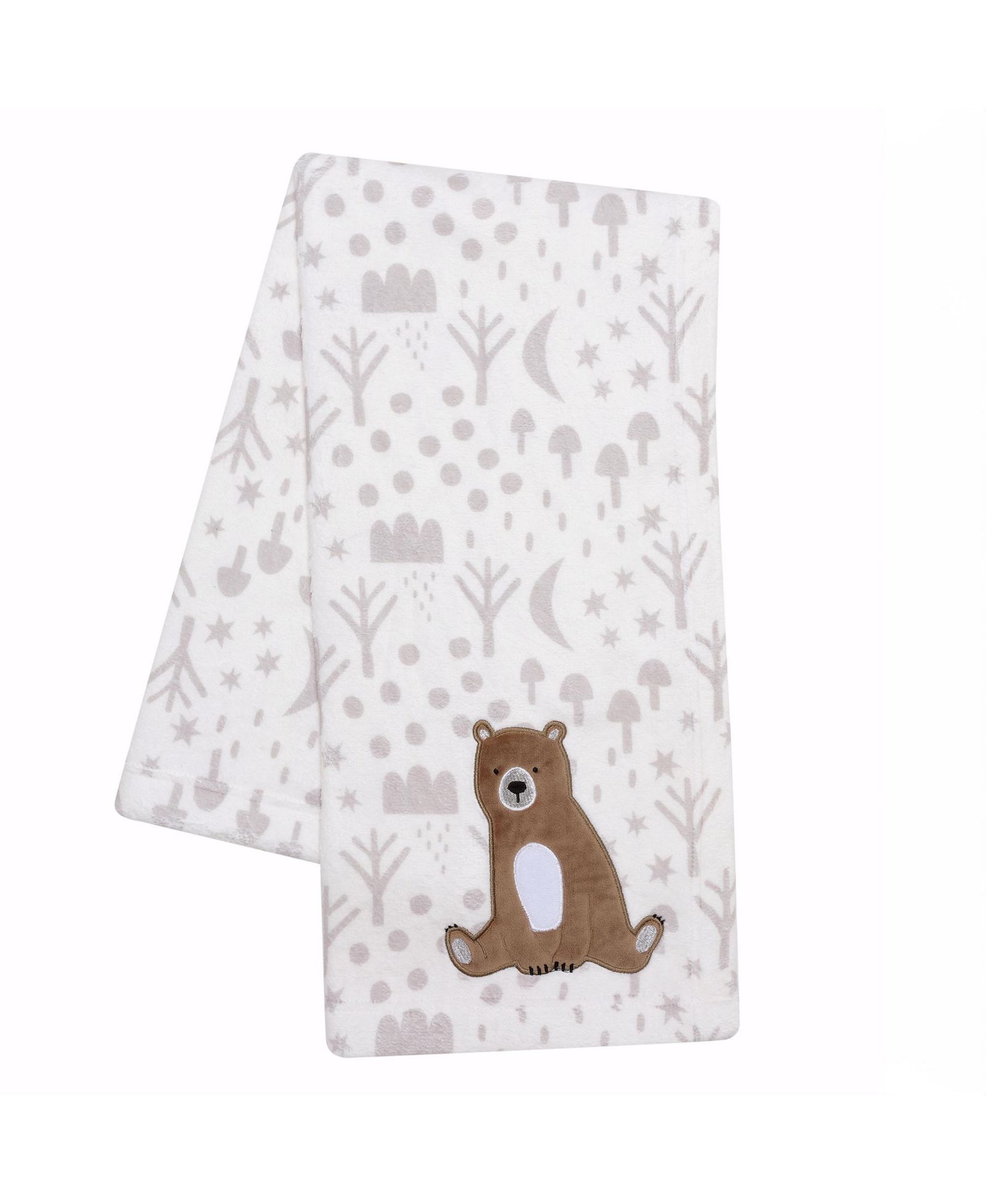 Bedtime Originals Sleepytime Bear White/Brown Soft Fleece Baby Blanket