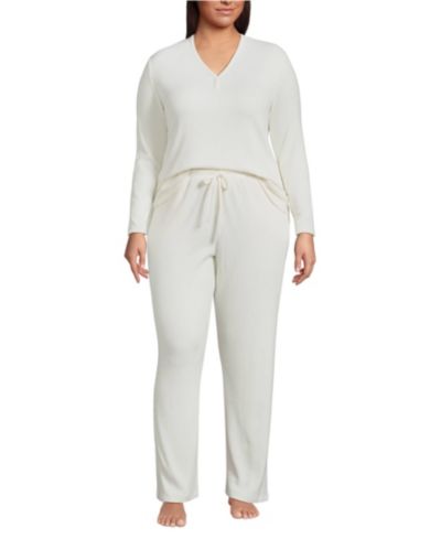 Комплект из 2 предметов для сна Lands' End Plus Size: топ с длинным рукавом и брюки