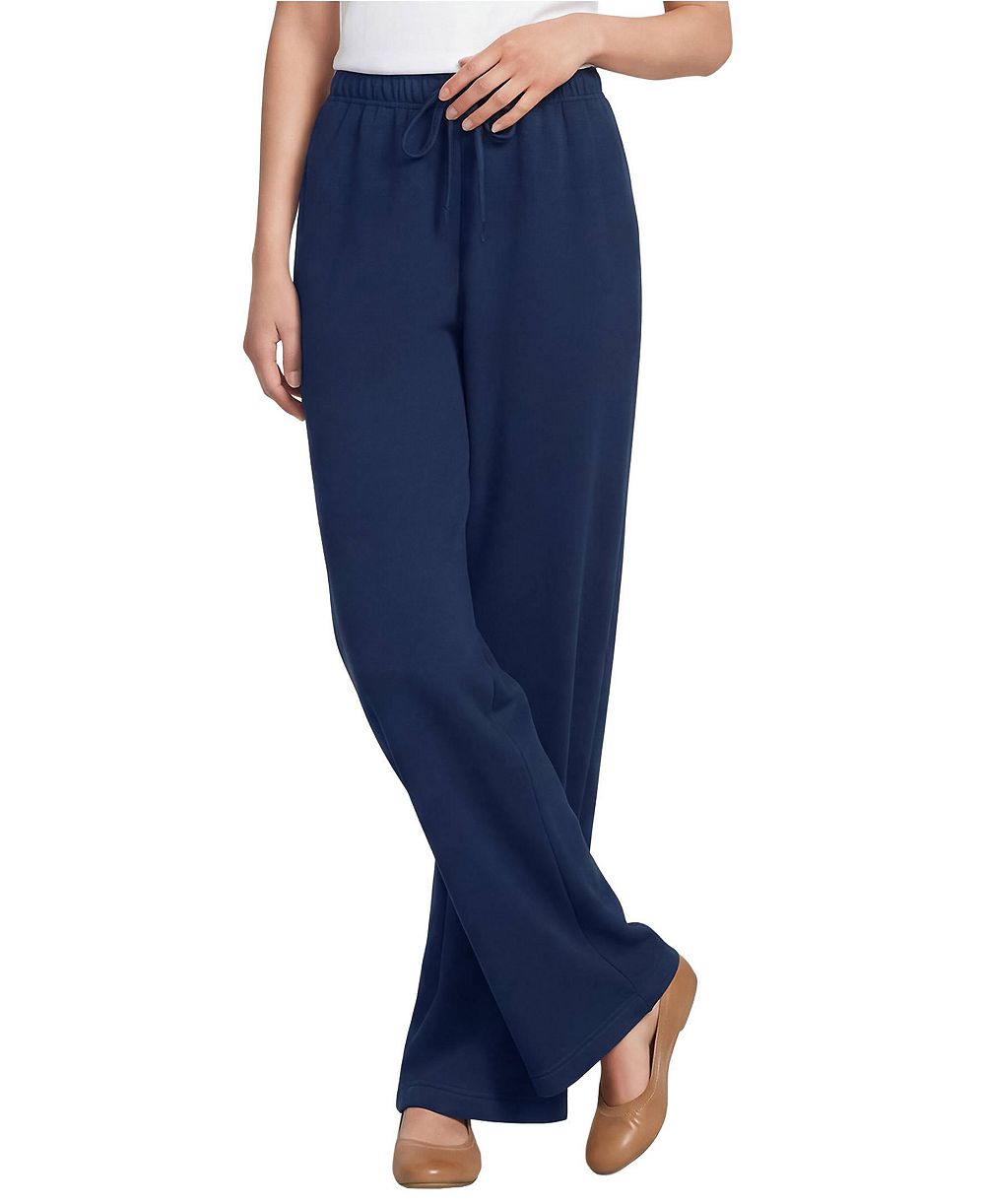 Lands' End Женские брюки Serious Sweats с высокой посадкой и прямыми штанинами, свободного кроя