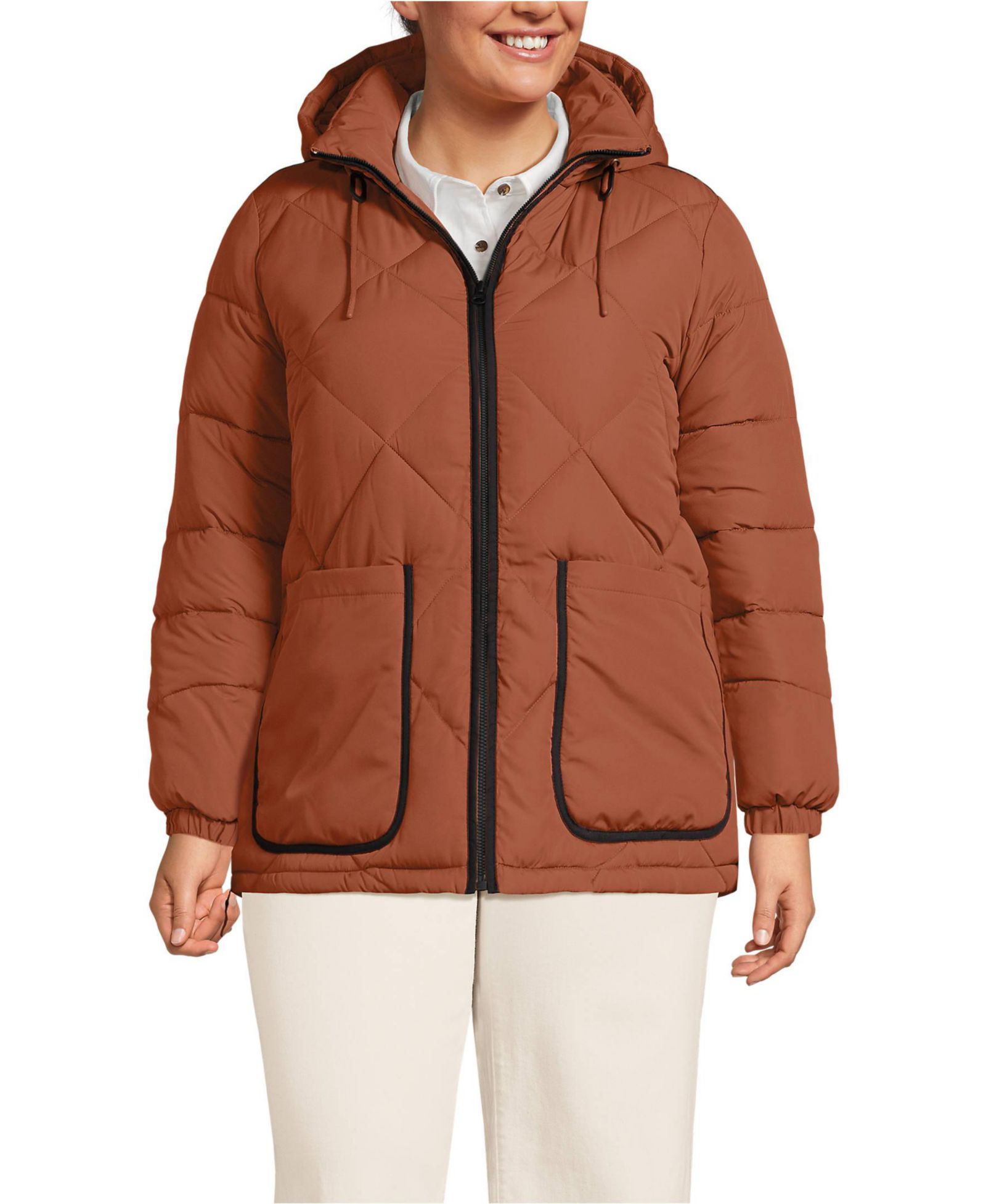 Lands' End Plus Size FeatherFree Insulated Diamond Quilted Jacket