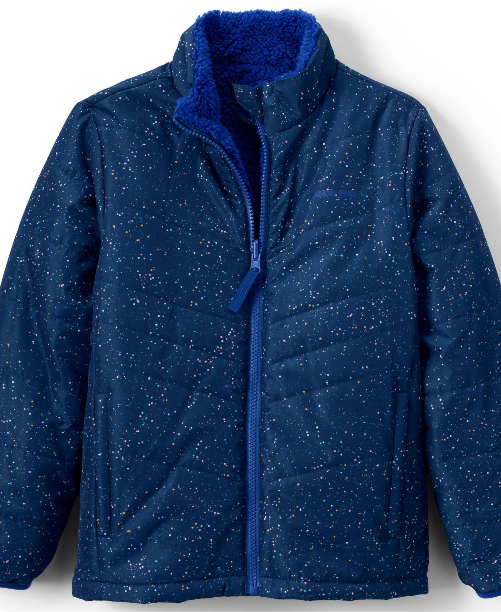 Lands' End Girls Reversible Fleece Puffer Jacket