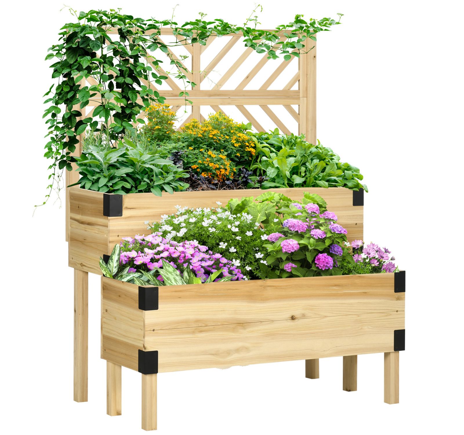 Садовая грядка Streamdale Furniture с решеткой, деревянный приподнятый ящик для растений