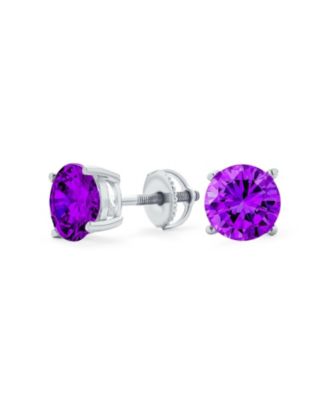 Bling Jewelry Black CZ Solitaire Stud Earrings .925 Sterling Silver Screwback 8MM