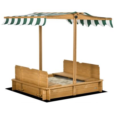 Детская песочница Streamdale Furniture из дерева с крышкой, скамейками и навесом, коричневая