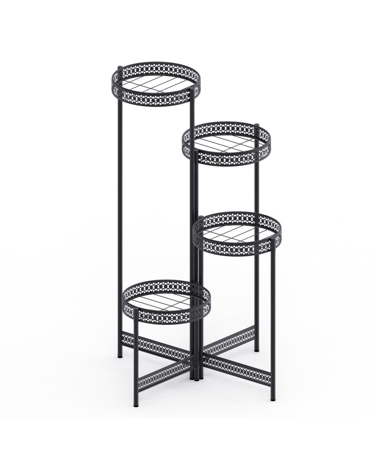UNHO Metal Multi-tier Planter Flowers Pots Holder Garden Patio Decor Plants Rack Stand