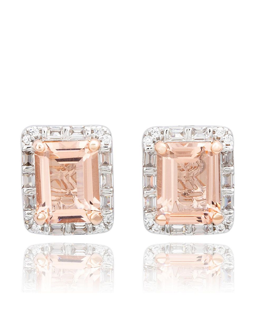 Серьги-гвоздики Suzy Levian Sterling Silver Emerald Cut