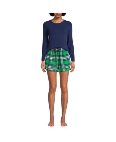 Lands' End Женский комплект пижамы 2 Piece Cotton Modal Flannel Top and Shorts