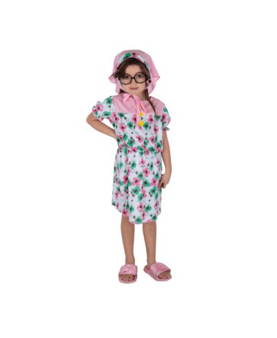 Floral Print Granny Costume Set - Kids Girls