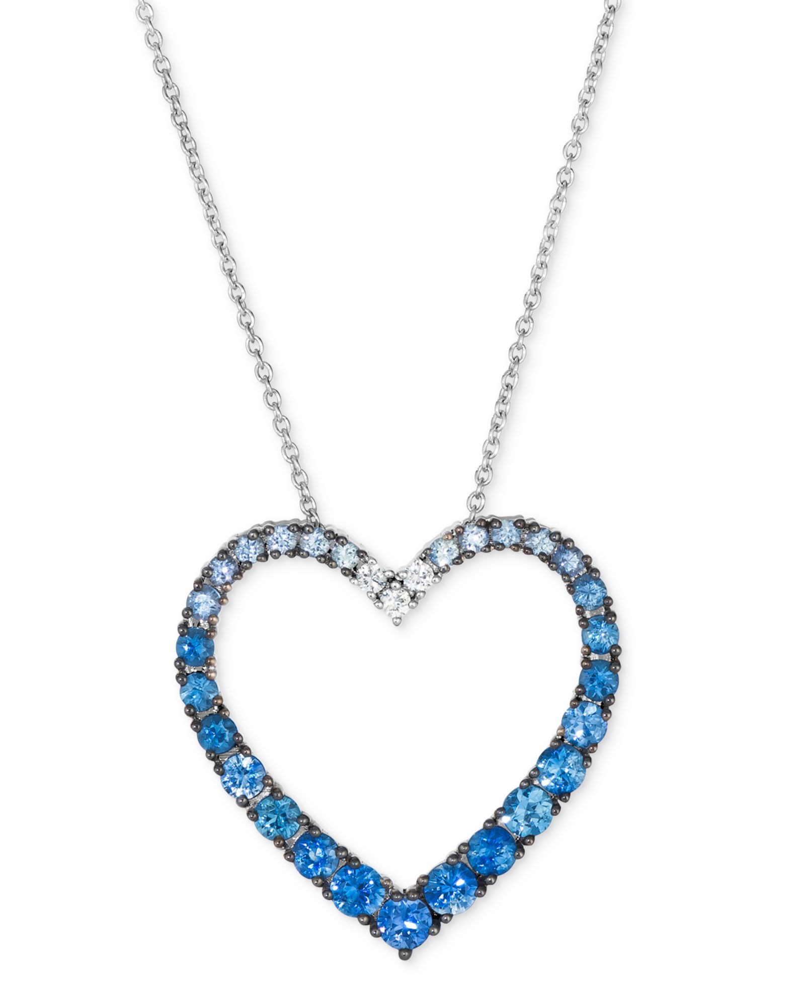 Le Vian подвеска в форме сердца с деним омбре и белым сапфиром, 20", 14k White Gold
