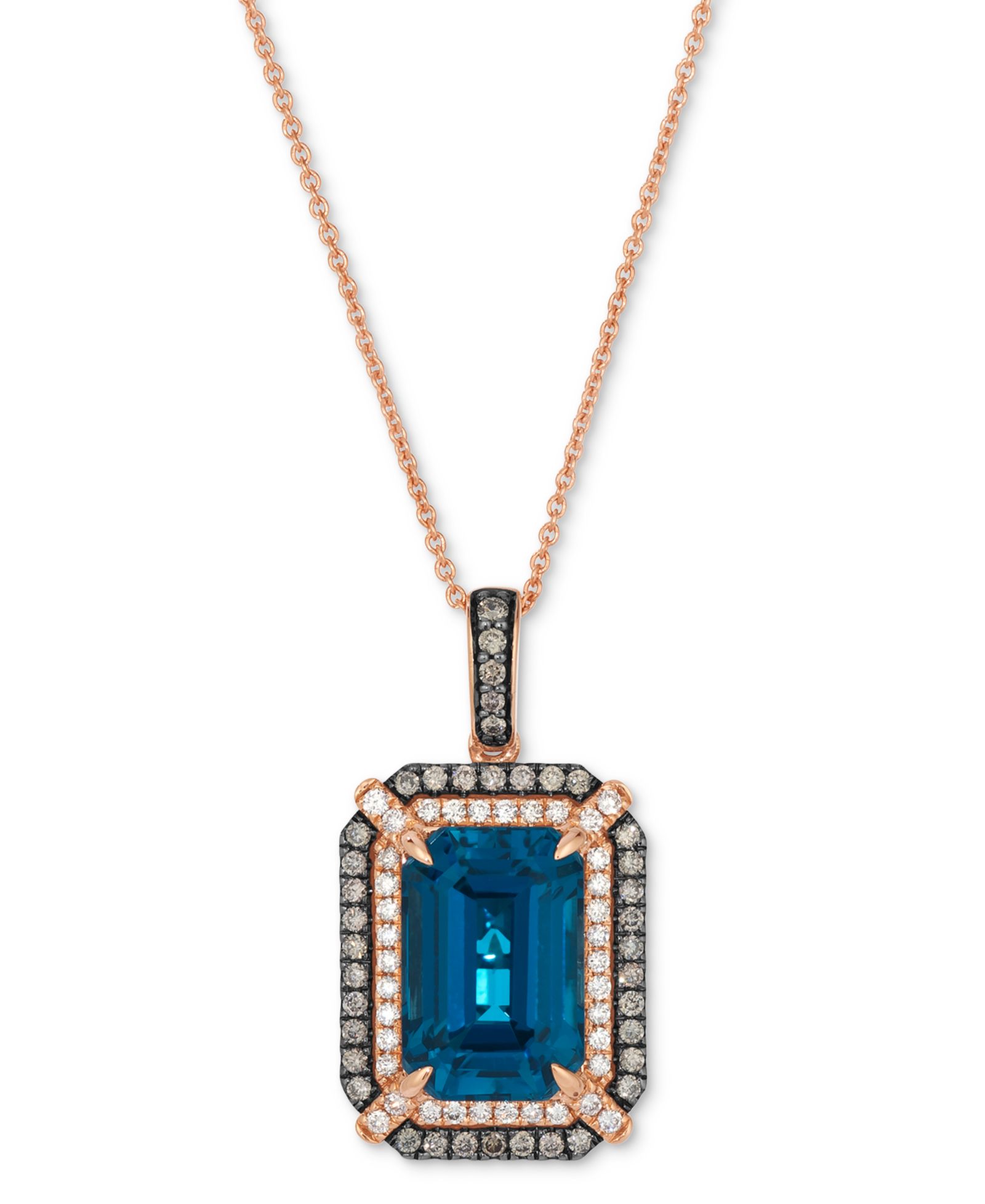 Колье Le Vian Deep Sea Blue Topaz Chocolate Diamond Nude Diamond 14k Strawberry Gold
