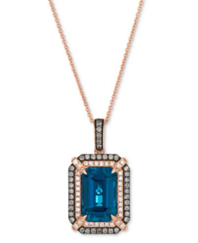 Колье Le Vian Deep Sea Blue Topaz Chocolate Diamond Nude Diamond 14k Strawberry Gold