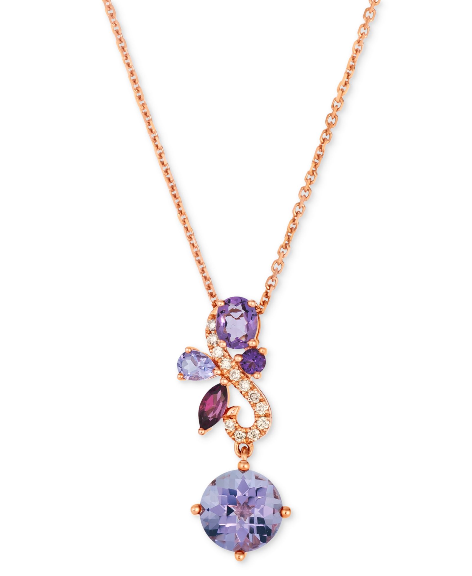 Подвеска Le Vian Multi-Gemstone & Nude Diamond Swirl в 14k Rose Gold 17" + 2" extender