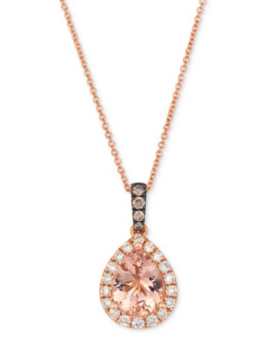 Подвеска Le Vian Peach Morganite, Nude Diamond & Chocolate Diamond в золоте 14k Strawberry Gold