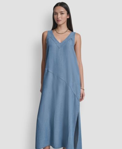 Платье DKNY Women's Sleeveless V-Neck Side-Slit