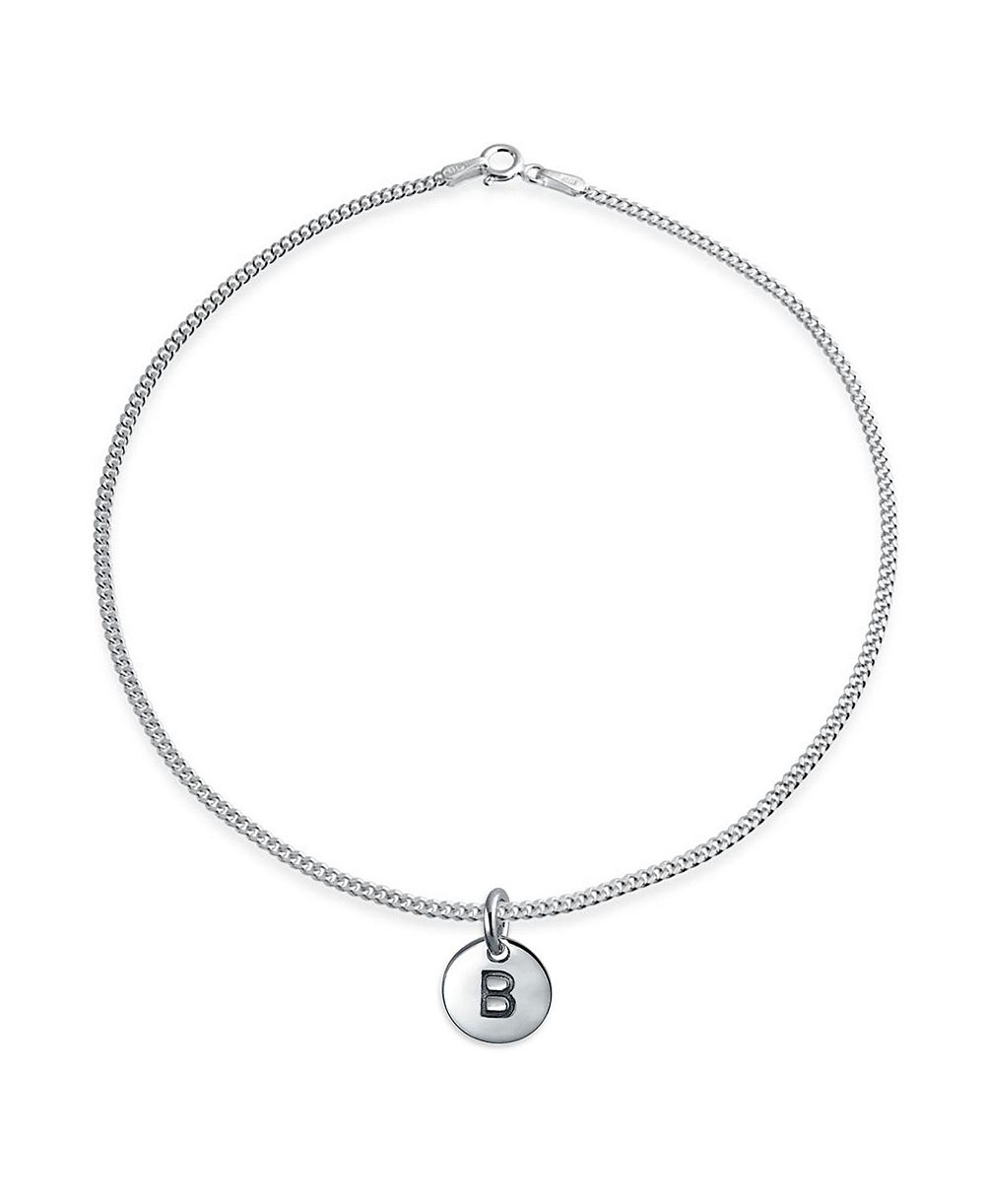 Bling Jewelry Circle Disc Initial O Anklet Sterling Silver