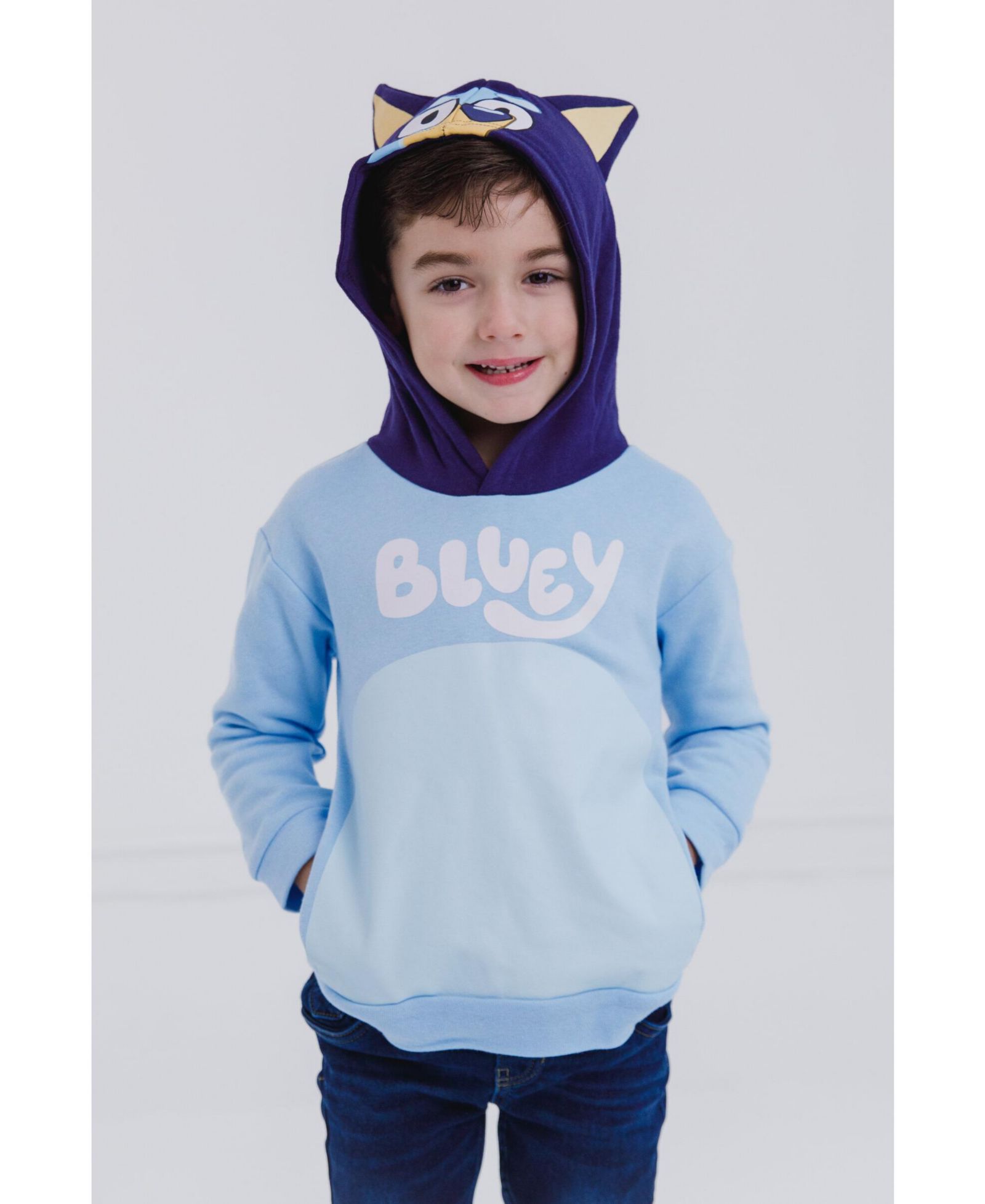 Мужской флисовый худи Bluey для малышей с капюшоном, косплей