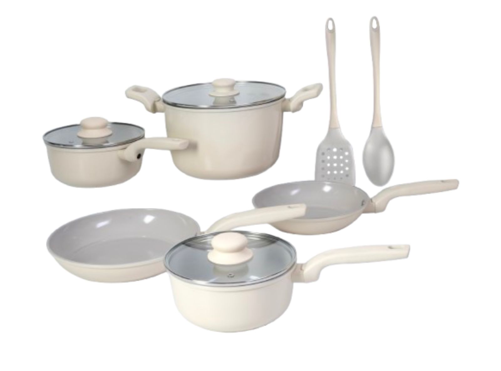 Gibson Home Barnsdall 10 Piece Premium PFA Free Ceramic Nonstick Aluminum Cookware Set W/ Kitchen Tools