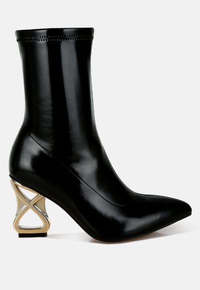 London Rag Women's Gaias Fantasy Heel Patent Faux Leather Boots