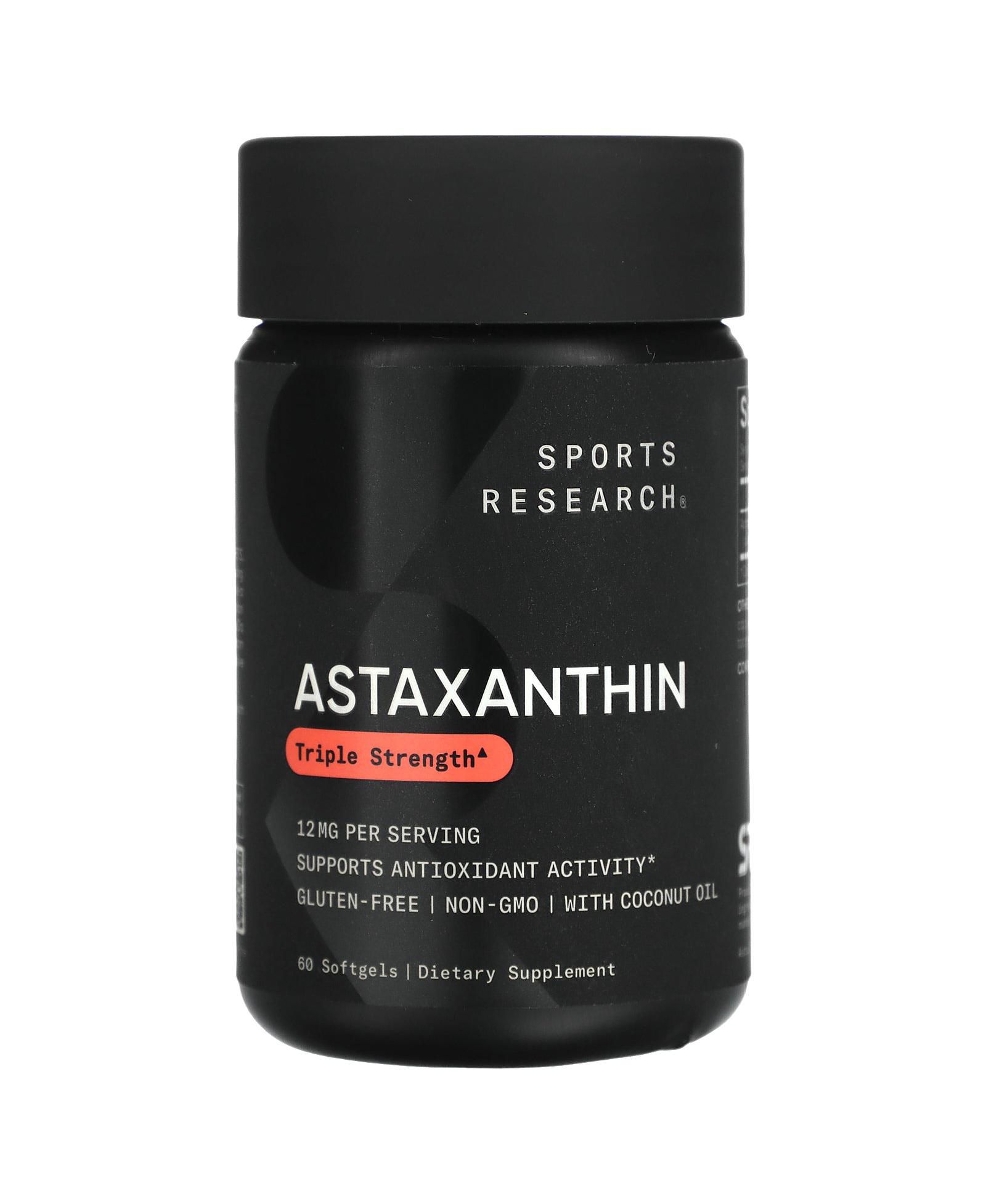 Sports Research Astaxanthin Triple Strength 12 mg, 60 мягких капсул
