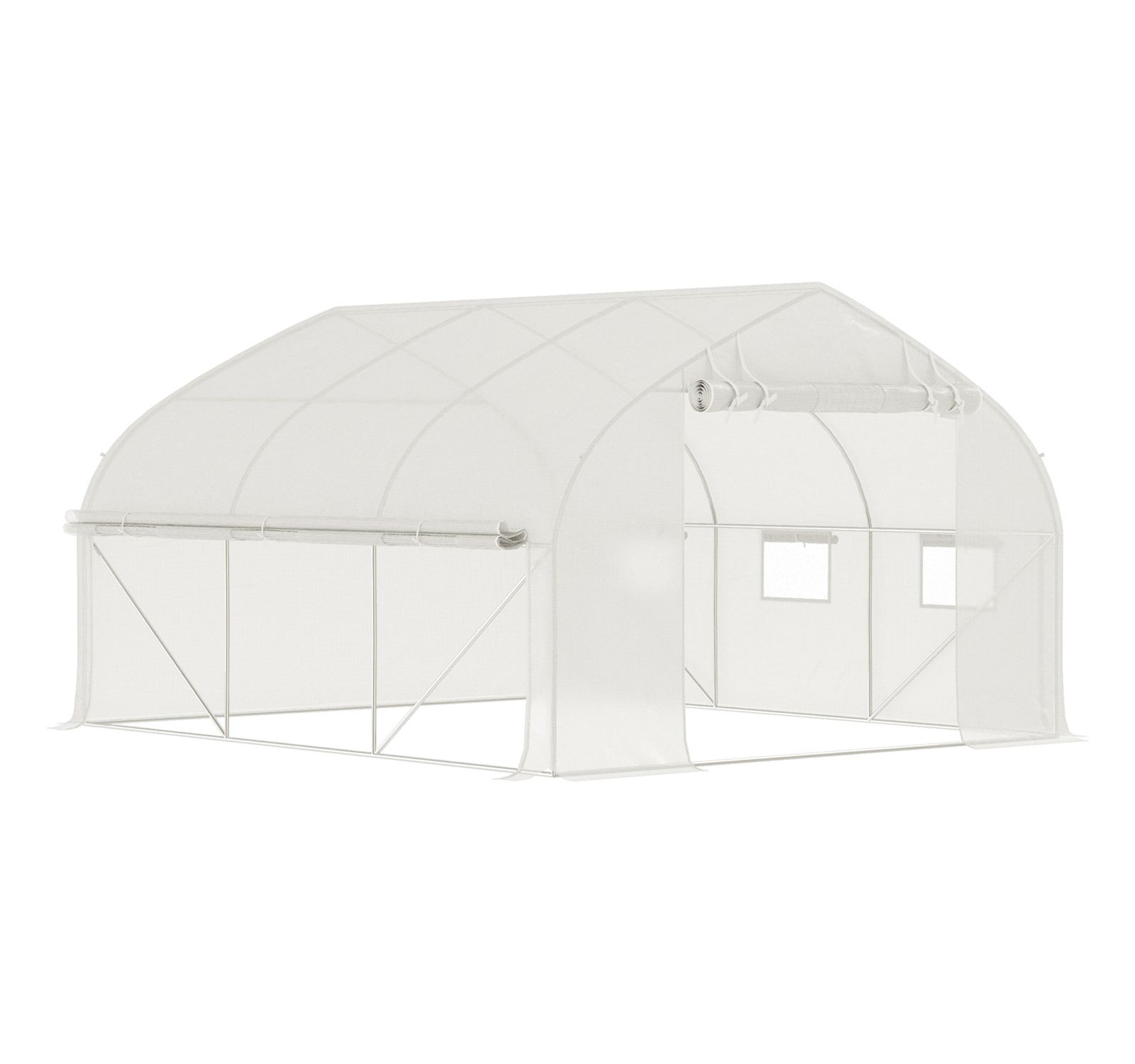 Теплица-туннель Streamdale Furniture 11.5' x 10' x 6.5' с сетчатой дверью, 7 окнами и боковыми стенками, белая