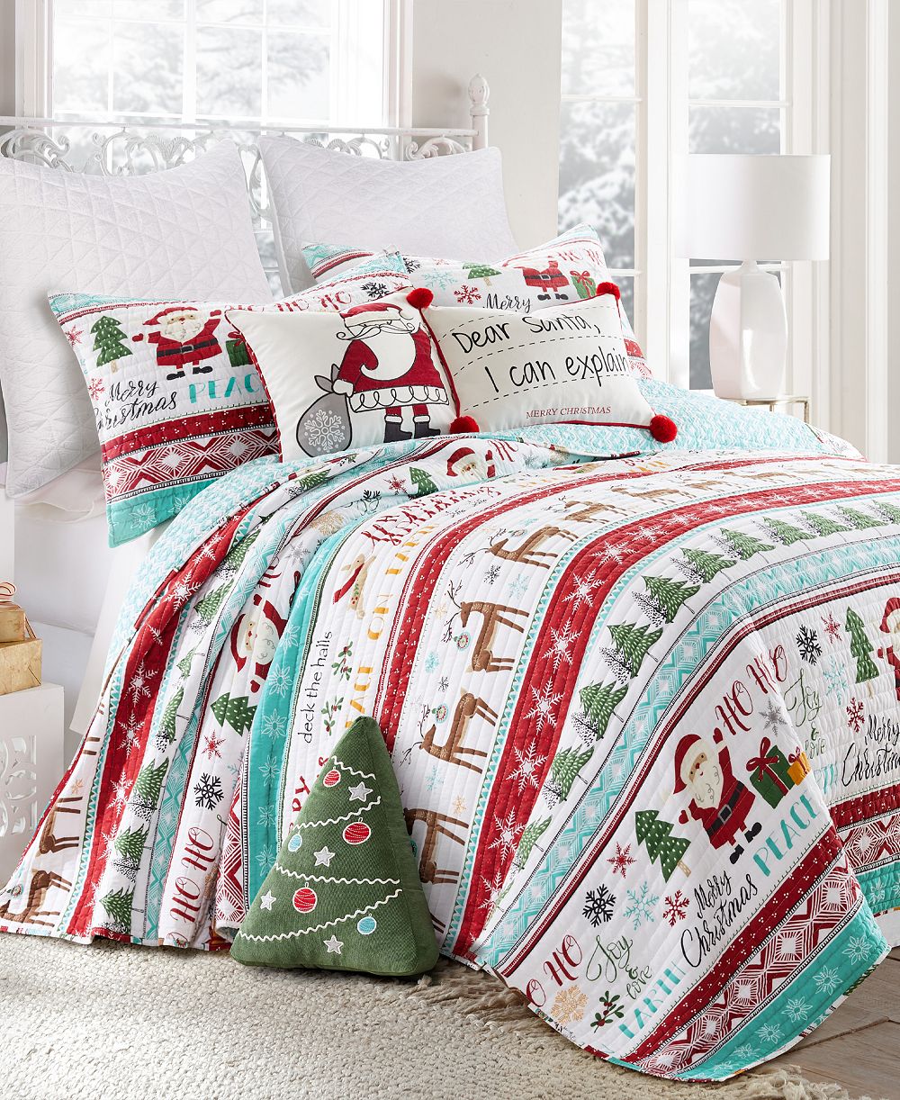 Комплект постельного белья Levtex Home Merry Bright Ho Ho Holidays Reversible 2-Pc. Quilt Set, Twin/Twin XL