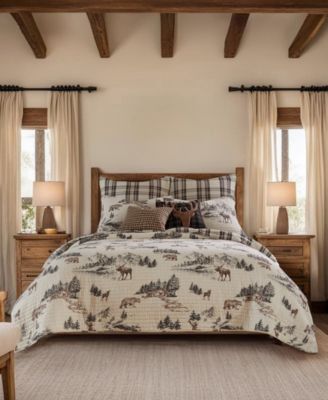 Levtex Home Lodge Toile Reversible 3-Piece Quilt Set, King/California King