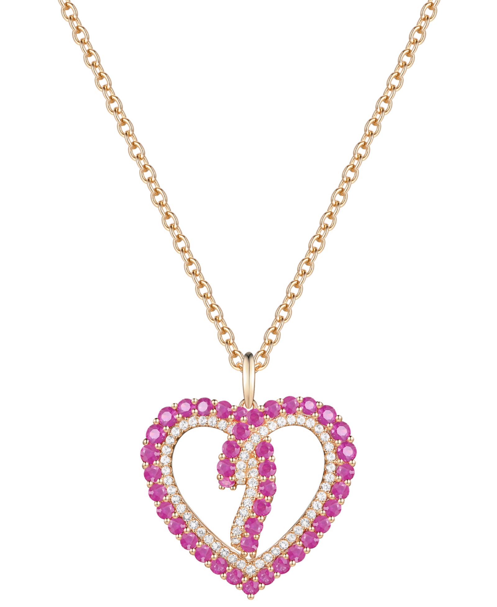 Ruby (3/4 ct. t.w.) & Diamond (1/4 ct. t.w.) Wrap Style Open Heart 18" Pendant Necklace in 14k Gold