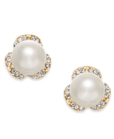 Charter Club Серьги-гвоздики Gold-Tone Pavé & Imitation Pearl