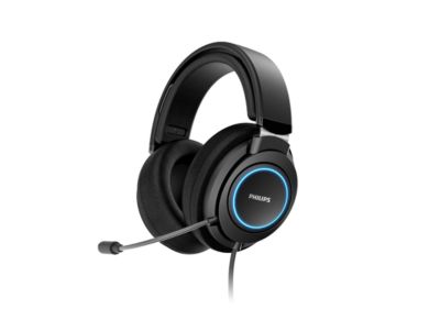 Игровая гарнитура PHILIPS, 50mm драйверы, звукоизолирующие чашки, встроенный микрофон, комфортный дизайн, проводной разъем 3.5mm, встроенное управление, черный